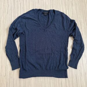 American Giant V-Neck Sweater - Navy Blue sz XL Merino Wool Blend